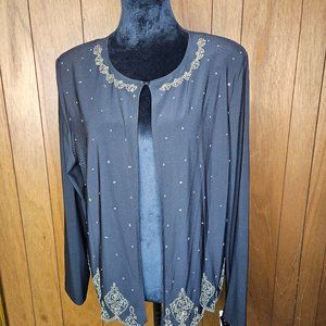 MSK Loehmann's De Luxe Black With Gold Accents Cardigan Size XL